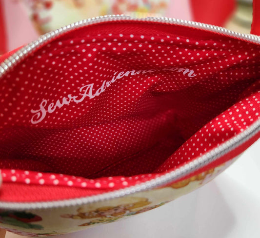 80's Strawberry & Lemon Girls Squared Zipper Pouch Two Sizes