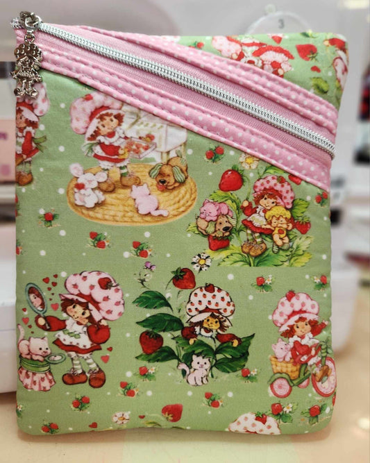 80's Strawberry Girl Diagonal Zippered Pouch for E-Readers, Tablets, iPads, Sunglasses