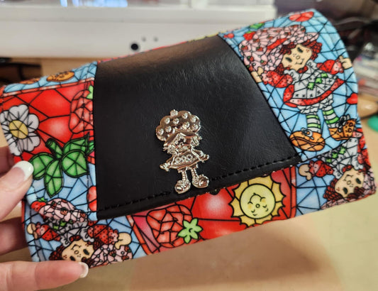 80's Strawberry Girl Stained Glass Accordion Wallet