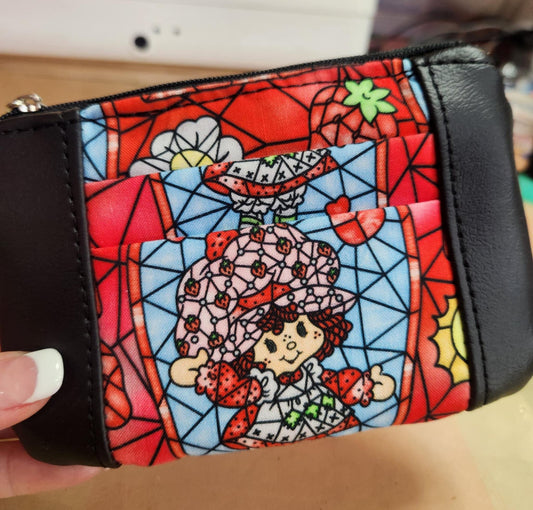 80's Strawberry Girl Stained Glass Zip-Up Cardholder