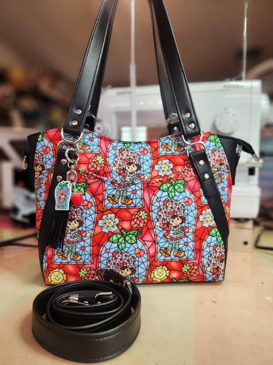 Scented Option! 80's Strawberry Girl Stained Glass Large Handbag