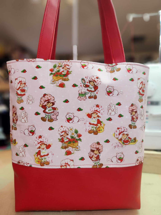 80's Strawberry Girl & Cat Simple Tote Bag