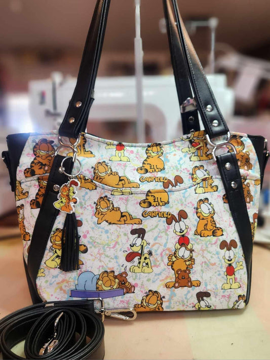 80's Orange Cat & Dog Large Handbag