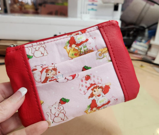 80's Strawberry Girl & Cat Zip-Up Cardholder