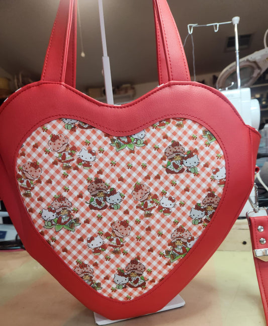READY TO SHIP! 80's Strawberry Girl & Kitty Heart Tote