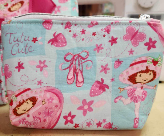 2000's Strawberry Girl Squared Zipper Pouch Two Sizes