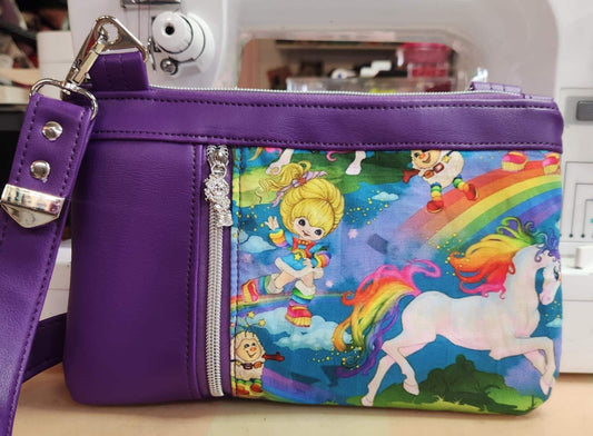 80's Rainbow Girl Crossbody Zippered Clutch
