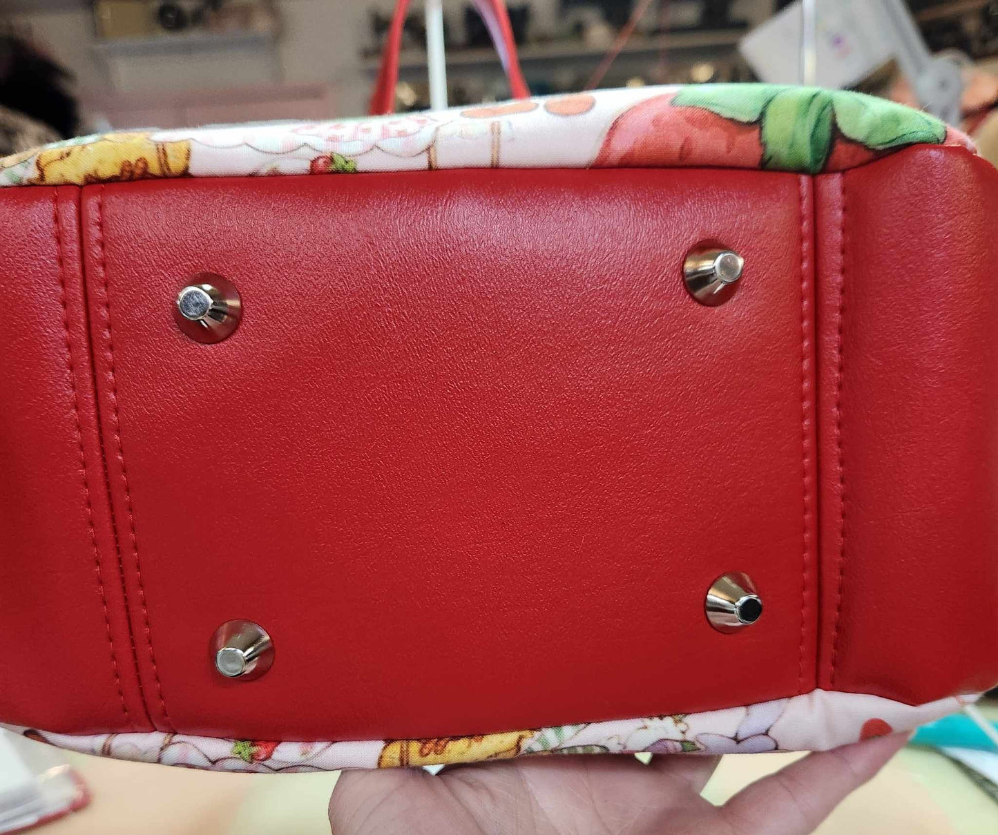 Scented Option! Pink Background, Strawberry Girl Friends Large Handbag
