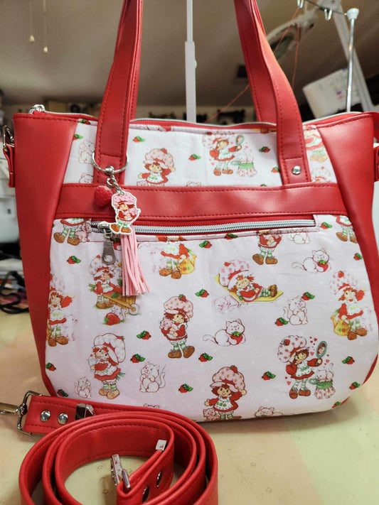 Scented Option! Strawberry Girl & Cat Large Handbag