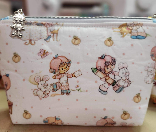 80's Apricot Girl Squared Zipper Pouch Three Sizes