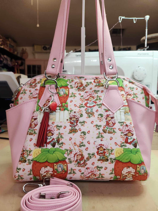 Scented Option! Strawberry Shortcake, Pink, Purse for Women, Shoulder Bag, 80's, Cartoon, Handmade, SewAdrienneY