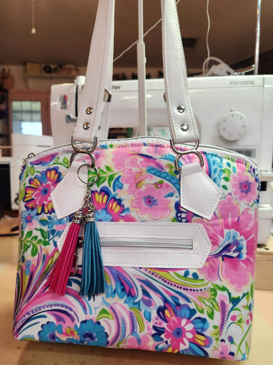Preppy Paisley Watercolor Floral Domed Handbag