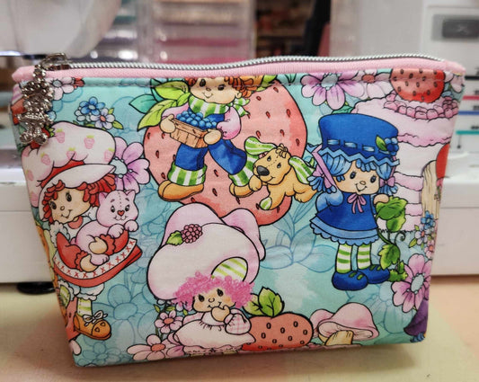 80's Strawberry Friends Squared Zipper Pouch Three Sizes