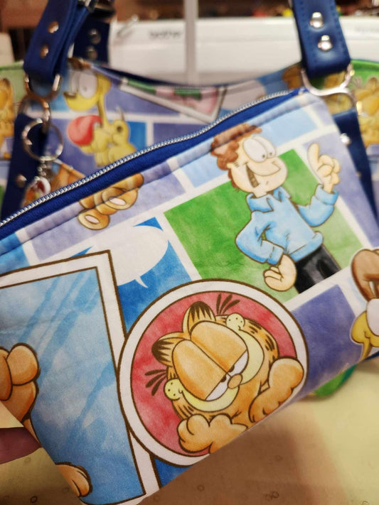 80's Orange Cartoon Cat & Friends Squared Zipper Pouch Three Sizes