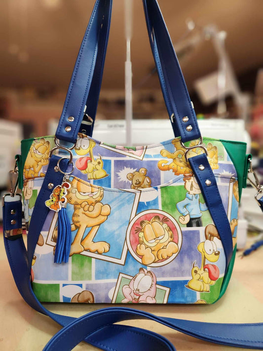 80's Orange Cartoon Cat Large Handbag