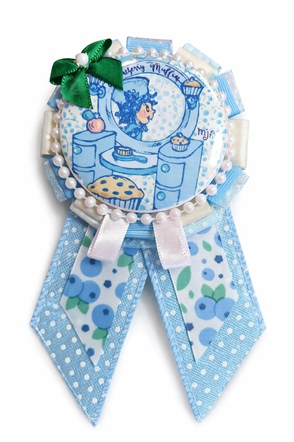 Button Rosette! Shortcake & Me, Blueberry Muffin, Lemon Meringue, Orange Blossom Original Character Art Collab with Creator Muriel J. Fahrion