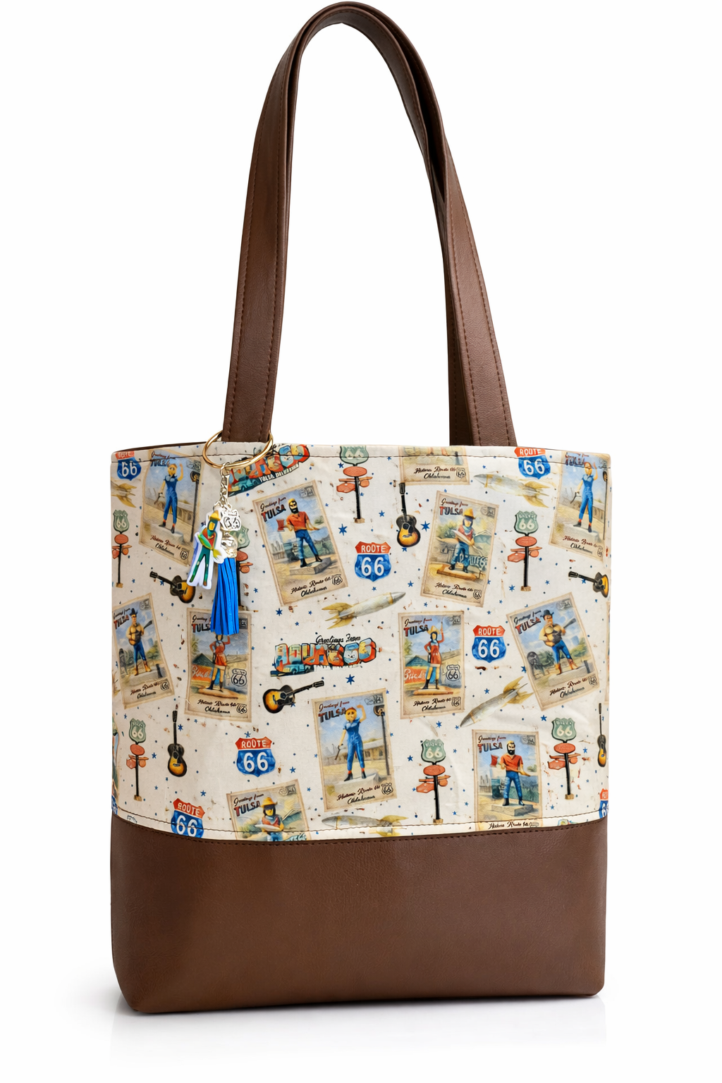 Buck Atoms Greetings Postcard Route 66 Tulsa Simple Tote Bag