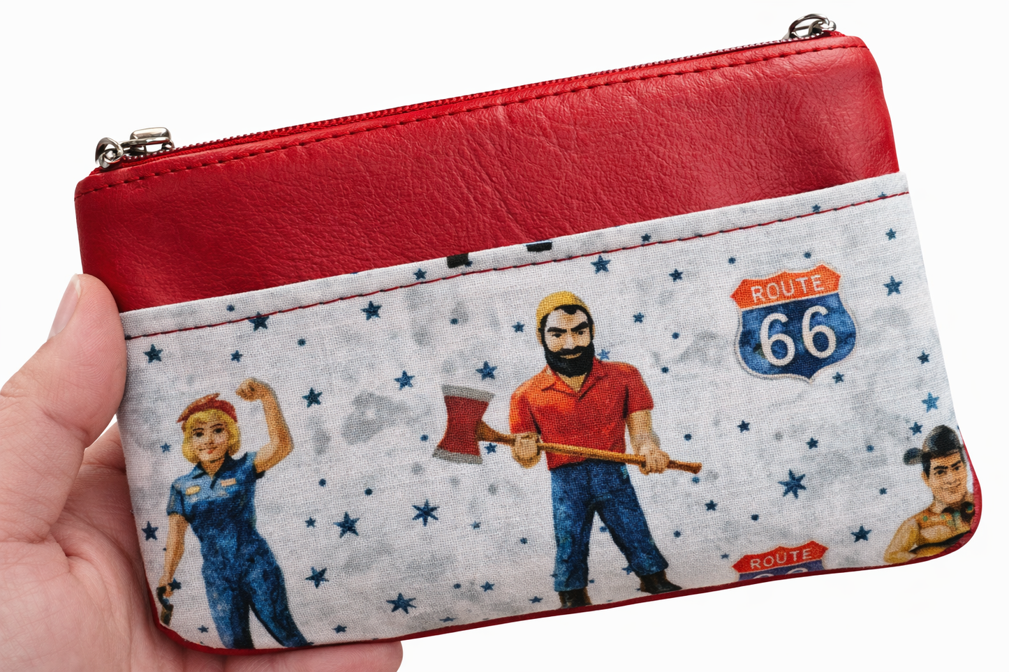 Buck Atoms Land of the Giants Route 66 Tulsa Zip-Up Cardholder