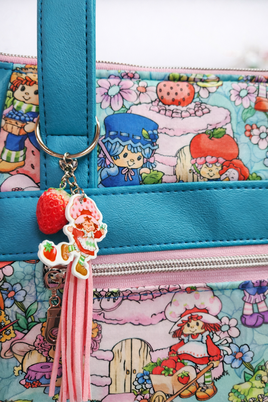 Scented Option! Strawberry Friends Teal Large Handbag