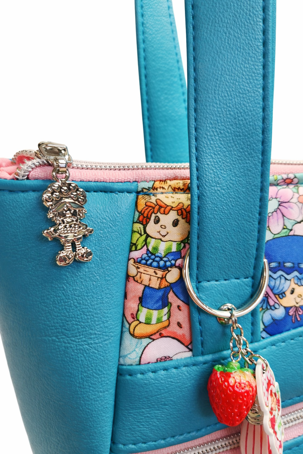Scented Option! Strawberry Friends Teal Large Handbag