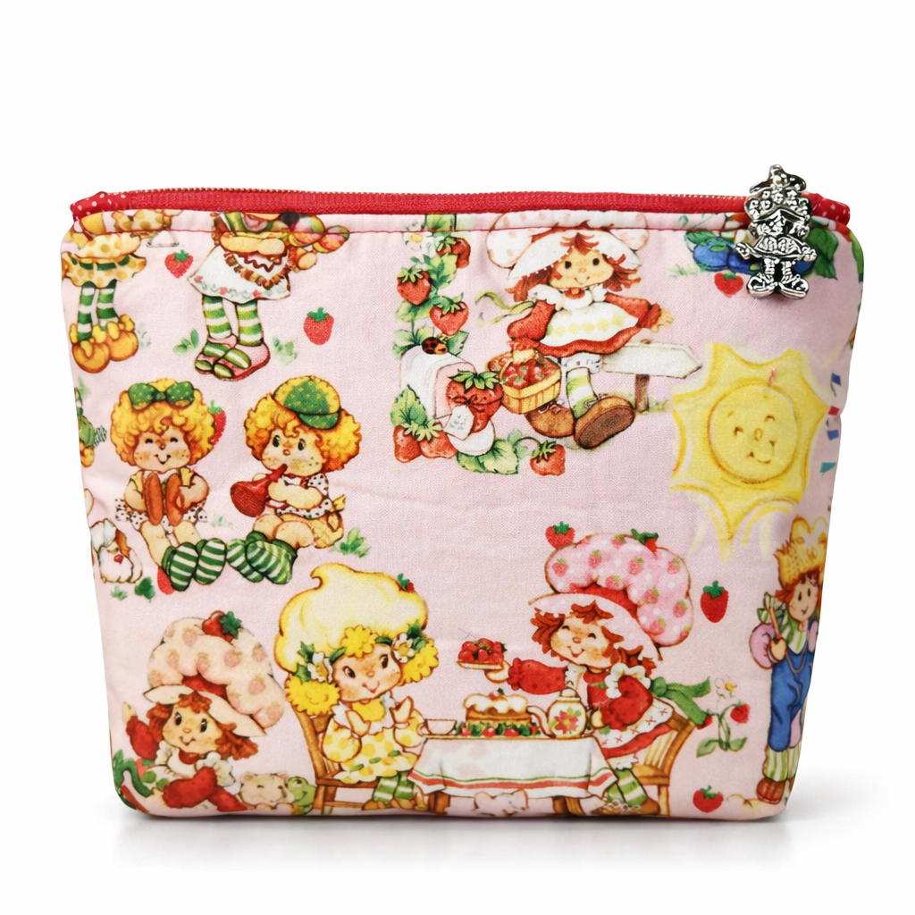 80's Strawberry Friends Squared Zipper Pouch Two Sizes