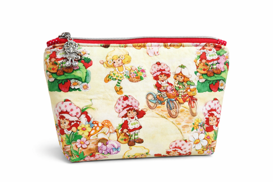 80's Strawberry & Lemon Girls Squared Zipper Pouch Two Sizes