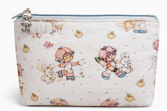 80's Apricot Girl Squared Zipper Pouch Two Sizes