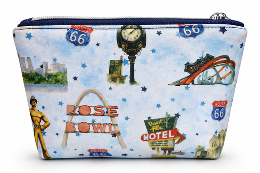 Route 66 Tulsa Icons Squared Zipper Pouch Two Sizes