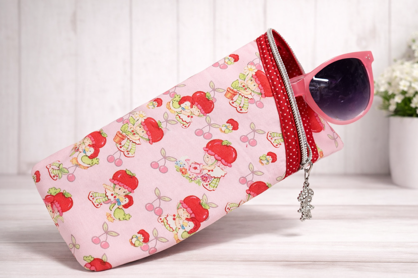 80's Cherry Girl Diagonal Zippered Pouch for E-Readers, Tablets, iPads, Sunglasses, Etc