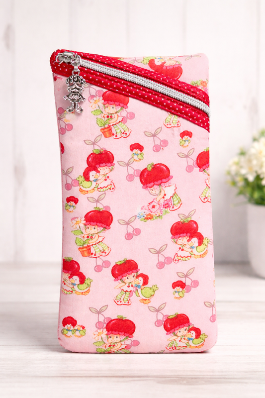 80's Cherry Girl Diagonal Zippered Pouch for E-Readers, Tablets, iPads, Sunglasses, Etc