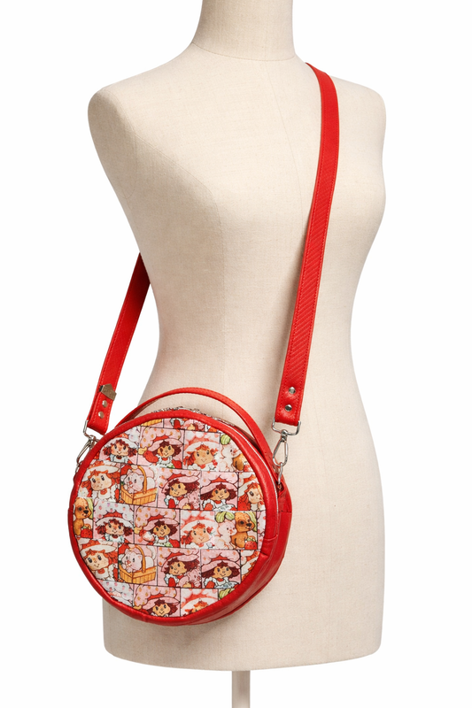 Scented Option! 80's Strawberry Girl Faces Circle Crossbody Bag