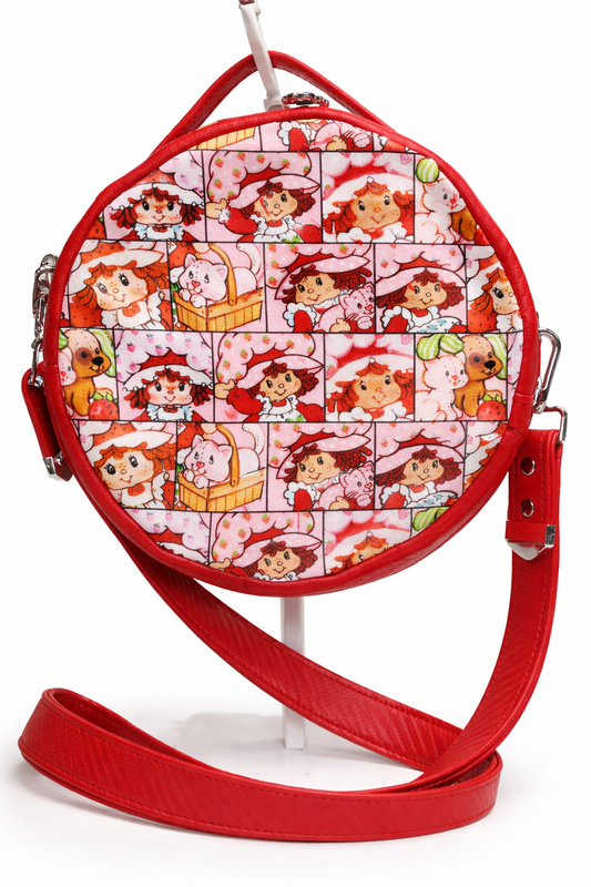 Scented Option! 80's Strawberry Girl Faces Circle Crossbody Bag