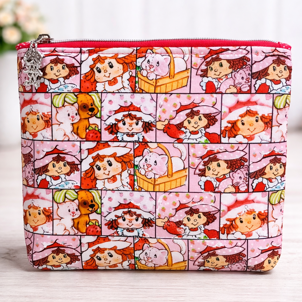 Strawberry Shortcake Faces Squared Zipper Pouch Two Sizes