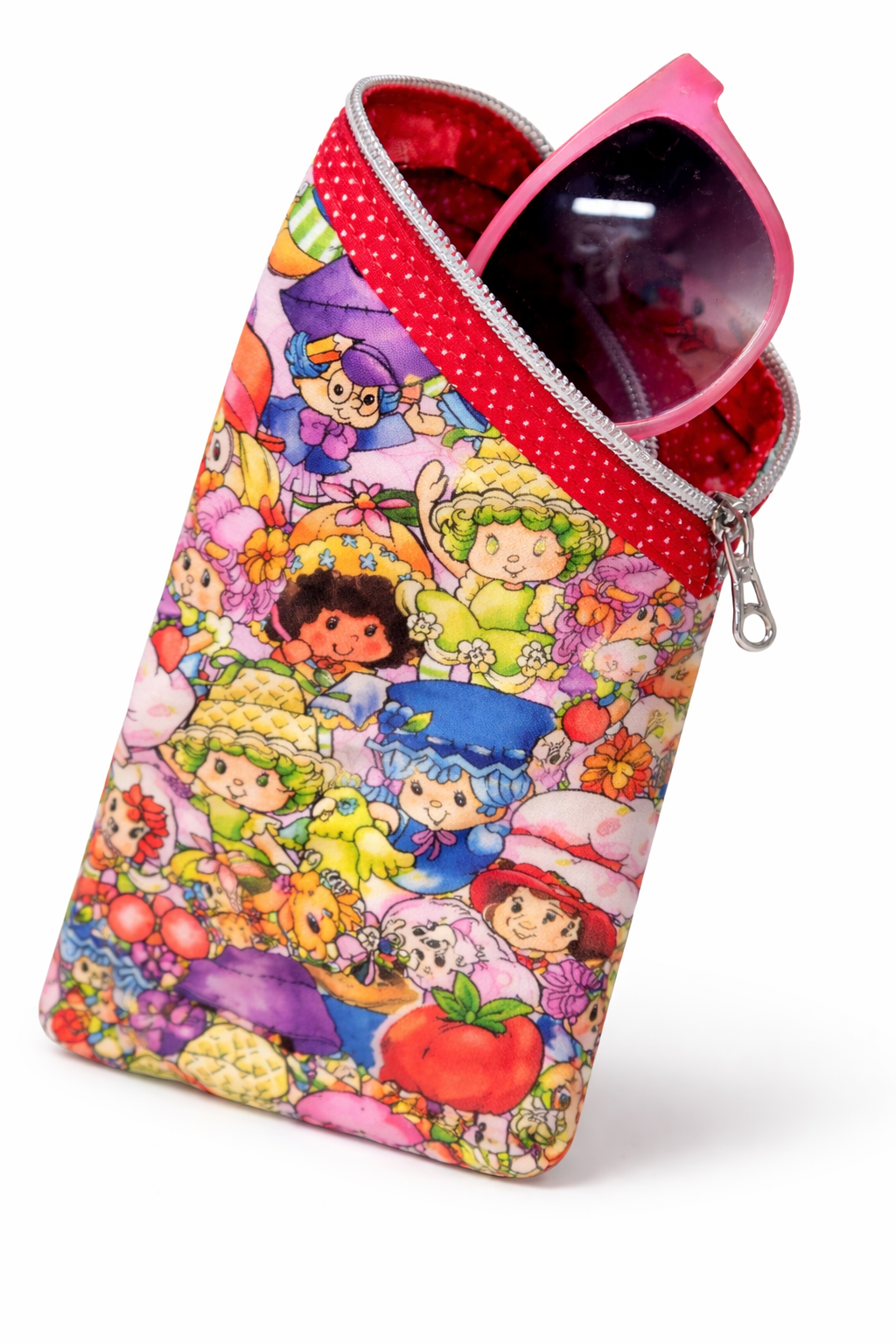 Strawberry Friends Diagonal Zippered Pouch for E-Readers, Tablets, iPads, Sunglasses