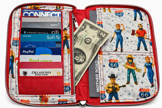 Buck Atoms Land of the Giants Route 66 Tulsa Zip Around Travel Wallet