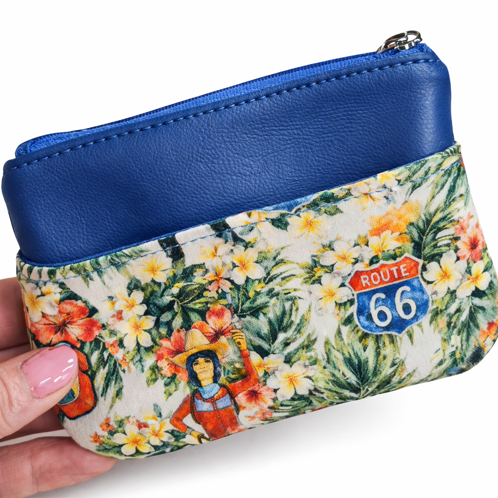Hawaiian Print Buck Atoms Land of the Giants Route 66 Tulsa Zip-Up Cardholder