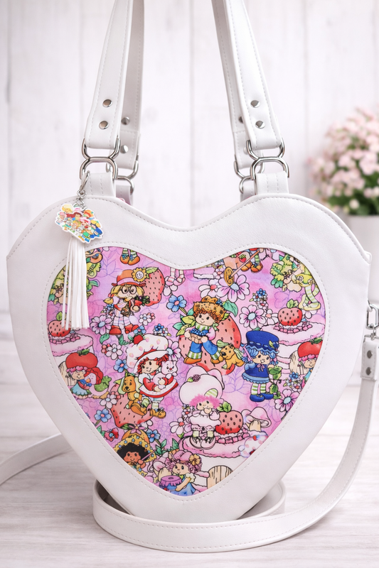 READY TO SHIP! 80's Strawberry Girl & Friends Heart Tote