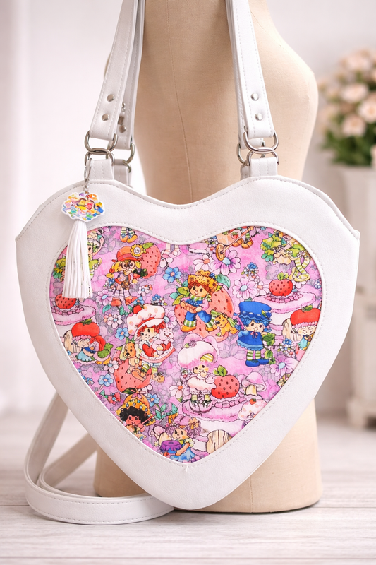 READY TO SHIP! 80's Strawberry Girl & Friends Heart Tote