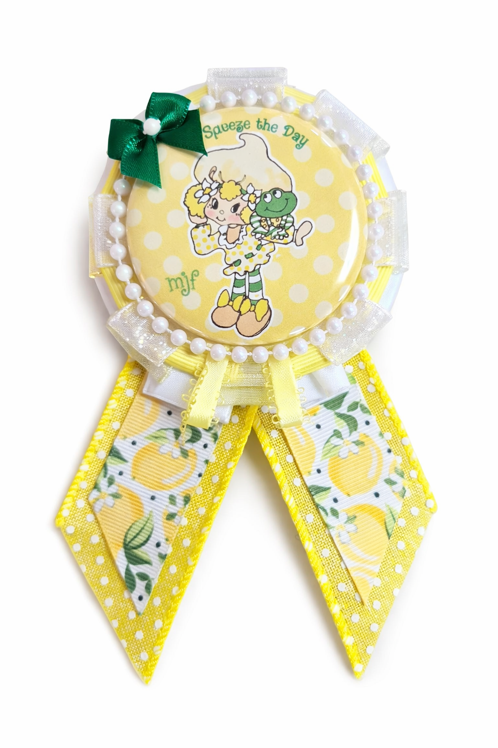 Button Rosette! Shortcake & Me, Blueberry Muffin, Lemon Meringue, Orange Blossom Original Character Art Collab with Creator Muriel J. Fahrion