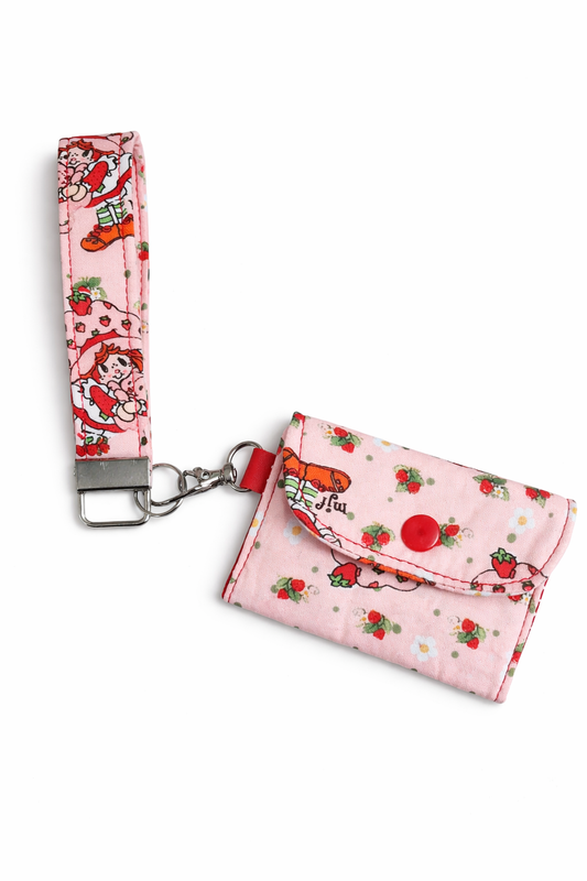 Originial 1978 Drawing Strawberry Girl Collab with Creator Muriel J. Fahrion Key Fob & Card Holder Set