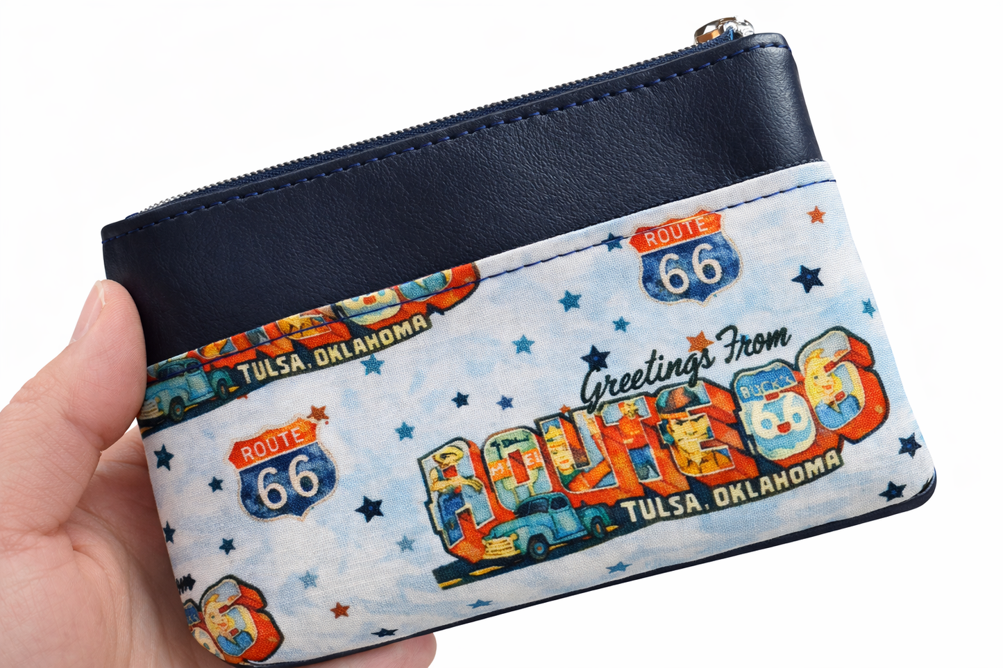 Greetings from Route 66 Tulsa Mural Zip-Up Cardholder