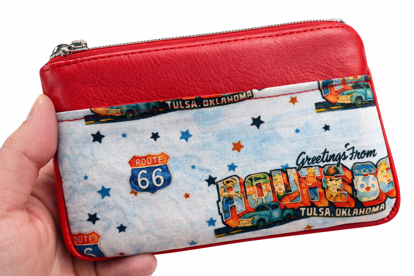 Greetings from Route 66 Tulsa Mural Zip-Up Cardholder
