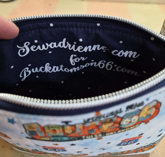 Greetings from Route 66 Tulsa Meadow Gold Mural Zippered Pouch