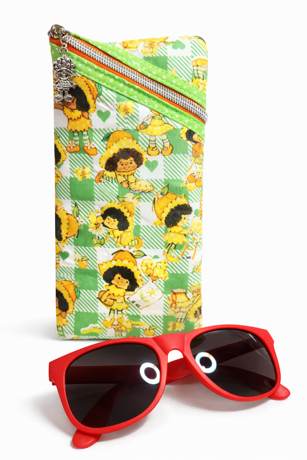 80's Orange Girl Diagonal Zippered Pouch for E-Readers, Tablets, iPads, Sunglasses