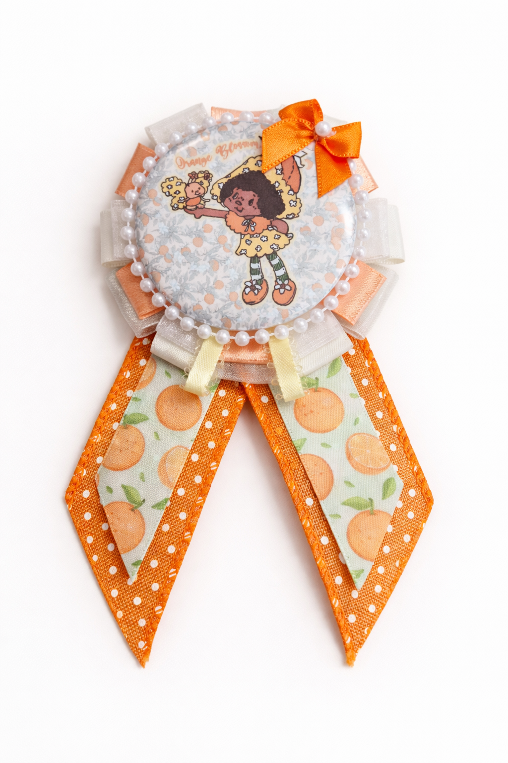 Button Rosette! Shortcake & Me, Blueberry Muffin, Lemon Meringue, Orange Blossom Original Character Art Collab with Creator Muriel J. Fahrion