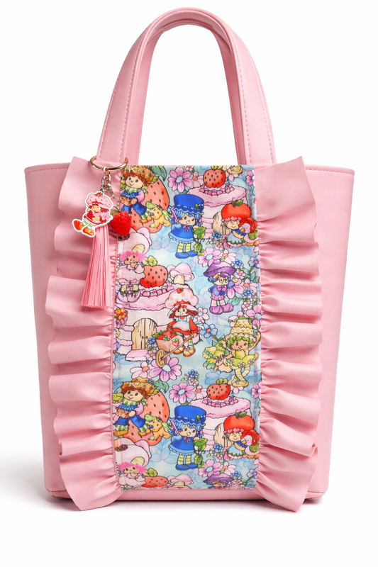 80's Strawberry Friends Ruffled Tote Bag