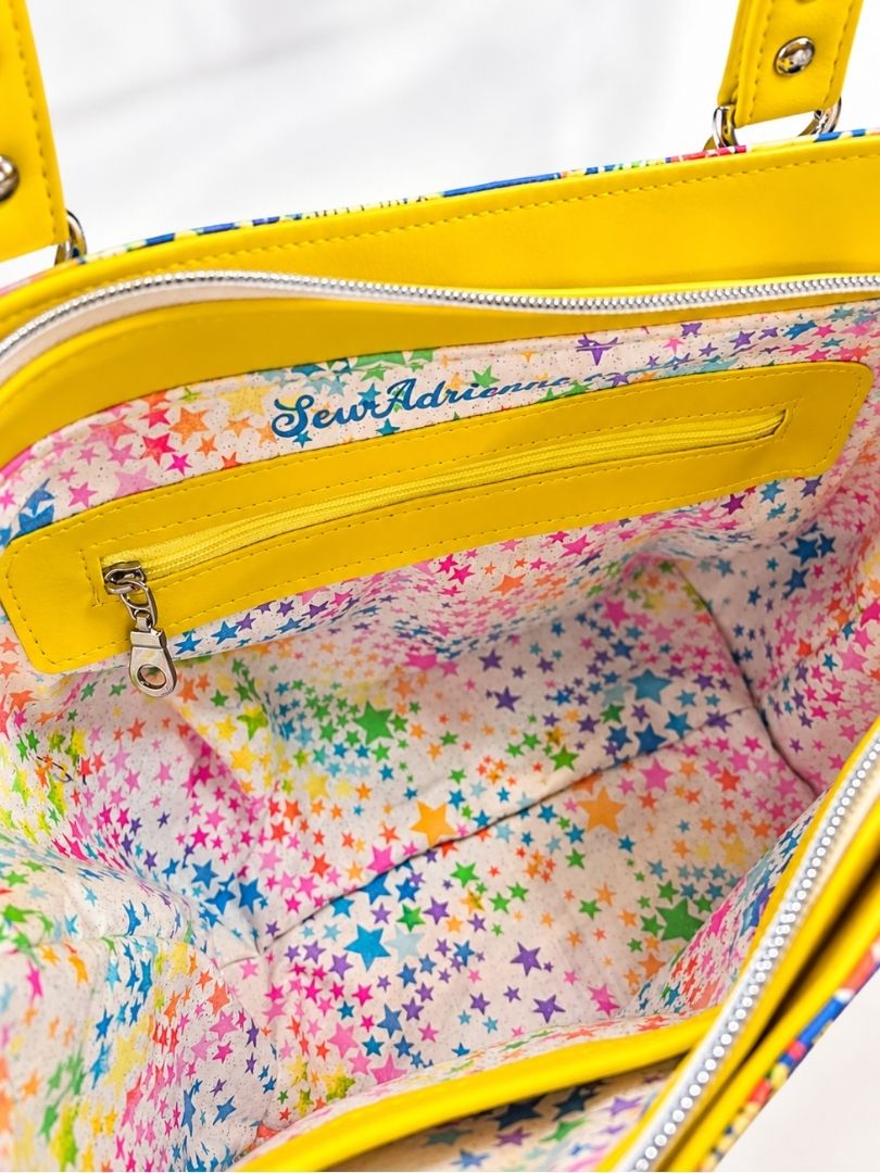 80's Rainbow Friends Brite Yellow Large Handbag