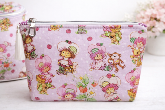 80's Raspberry Girl Squared Zipper Pouch Two Sizes