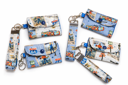 Buck Atoms Greetings Postcard Route 66 Tulsa Key Fob & Card Holder Set