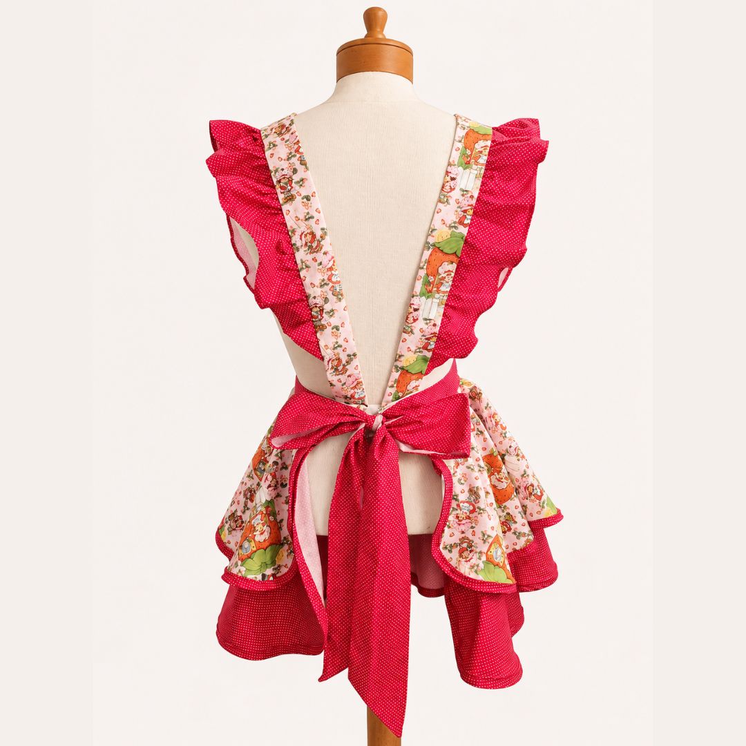 Strawberry Shortcake Hostess Apron – Handmade Vintage-Inspired Ruffled Apron